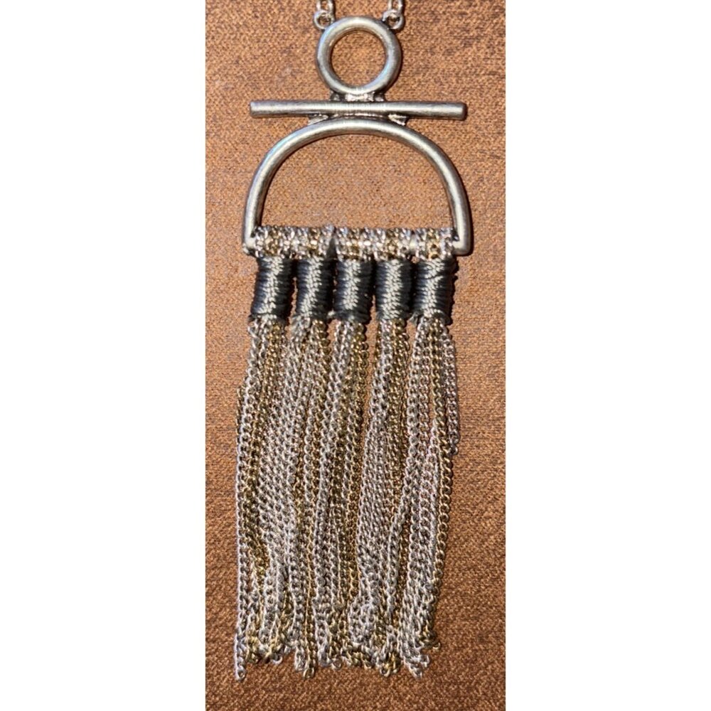 Boot Barn Bohemian Silver & Gold Fringe 14” Silver Chain Necklace
